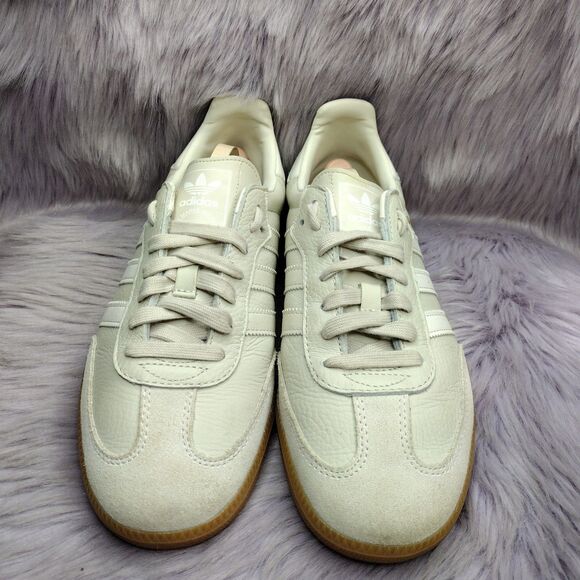 Adidas Sneakers Womens Sz 8.5 Beige Leather Original Samba OG Shoes Aluminum Gum - Picture 3 of 8
